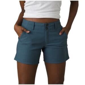 Prana Alana Shorts Womens 10 Blue Nylon Hiking Gorpcore Quick Dry Camp Outdoor